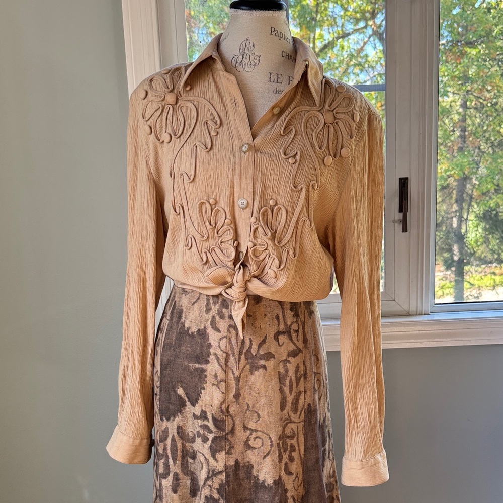 Vintage Howard Wolf embellished button down blouse size 8